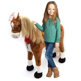 XXL Plüschpferd 105cm - Elsa, das riesige Reitpferd für Kinder, ein tolles Stehpferd Spiel-pferde XXL Pferd zum Draufsitzen inkl. kleiner Bürste, 100kg Tragkraft - ein Kindertraum für Mädchen! Farbe: braun/blonde Mähne - 1